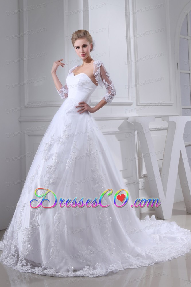 Lace With Beading Ball Gown Chapel Train Wedding Dress