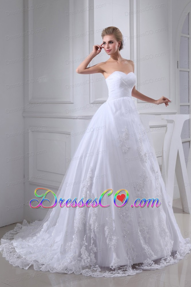 Lace With Beading Ball Gown Chapel Train Wedding Dress
