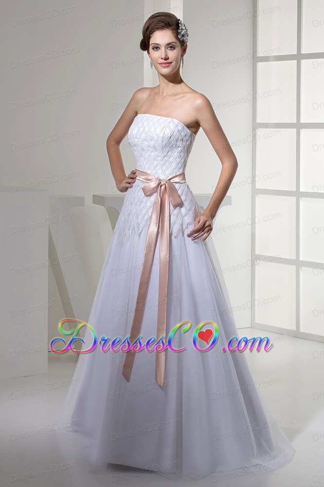 Brand New Strapless Sash A-line / Princess Wedding Dress