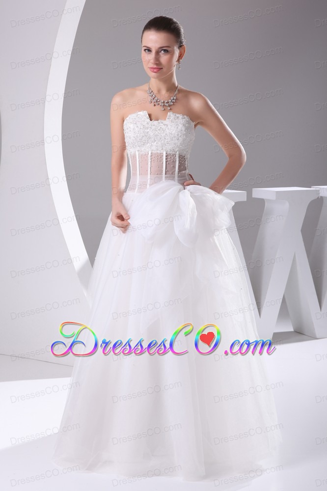 Elegant Column Strapless Lace-up Beading Wedding Dress