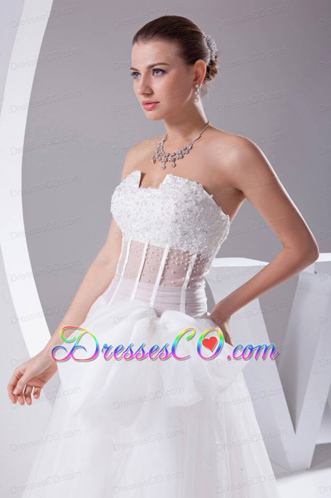 Elegant Column Strapless Lace-up Beading Wedding Dress