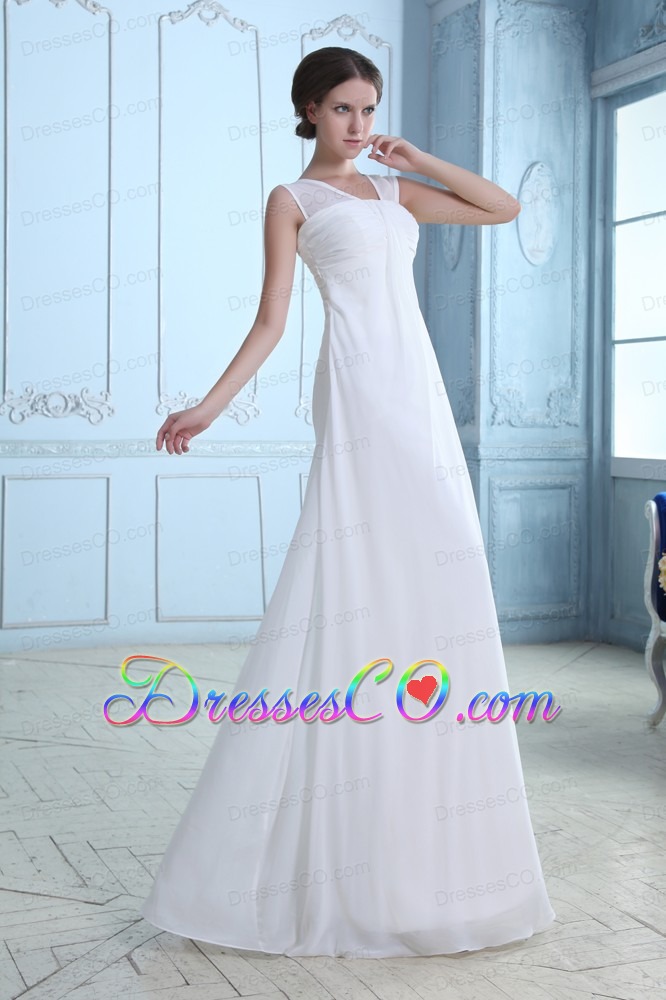 To Seller Empire V-neck Long Chiffon Ruched Wedding Dress