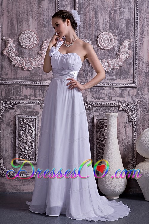 Lovely Empire One Shoulder Chiffon Ruched Wedding Dress