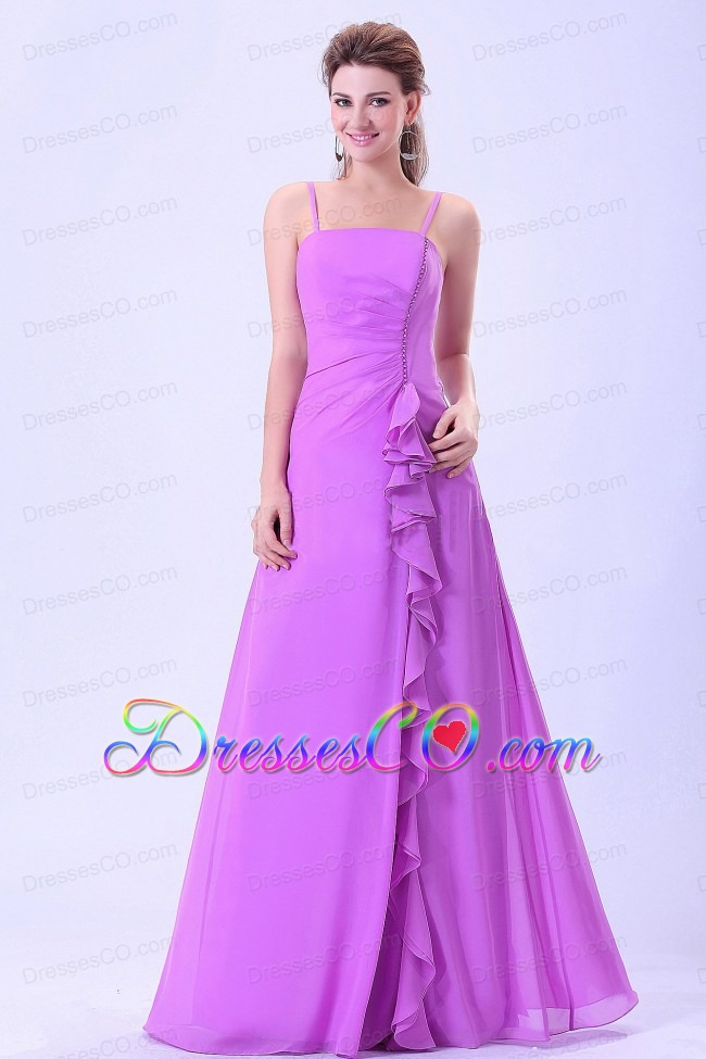 Lavender Prom Dress With Spaghetti Straps Chiffon Ruffles