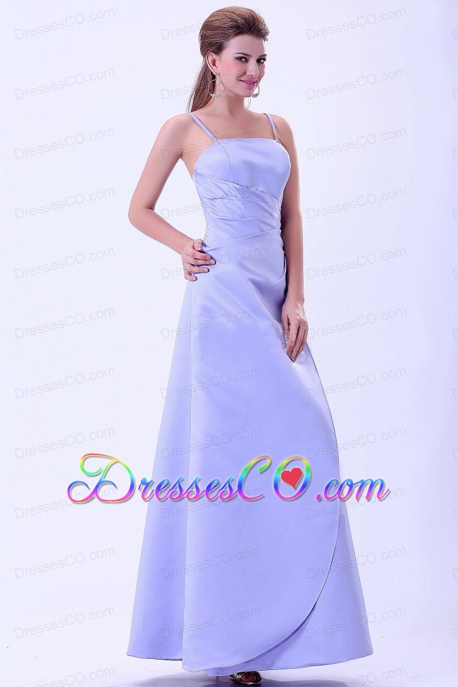 Spaghetti Straps Lilac Bridemaid Dress A-line Satin