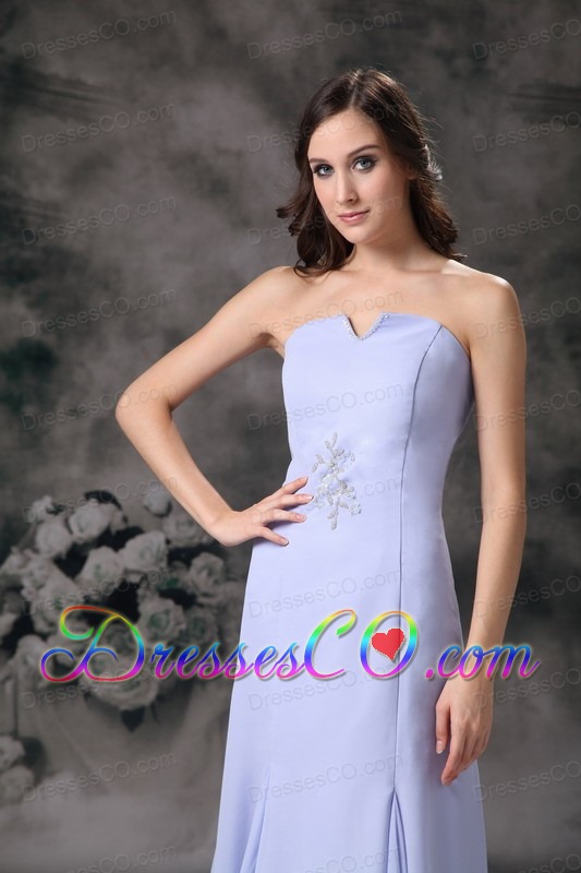 Lilac Column Strapless Long Chiffon Beading Mother Of The Bride Dress