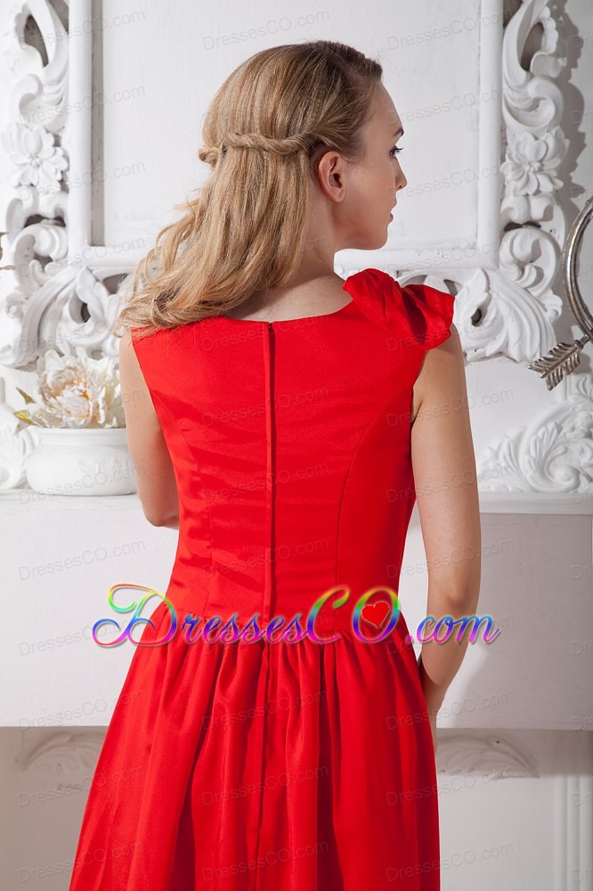 Red A-line Scoop Prom Dress Knee-length Taffeta