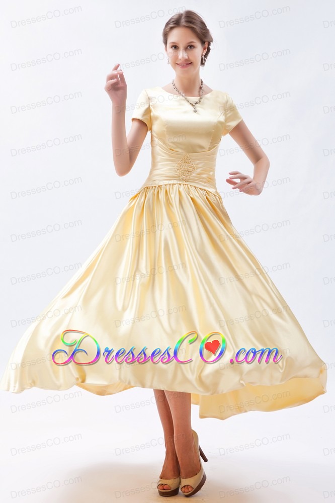 Yellow Column / Sheath Scoop Prom Dress Taffeta Long
