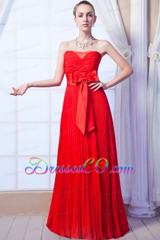 Blue Empire Strapless Prom Dress Chiffon Ruched Long