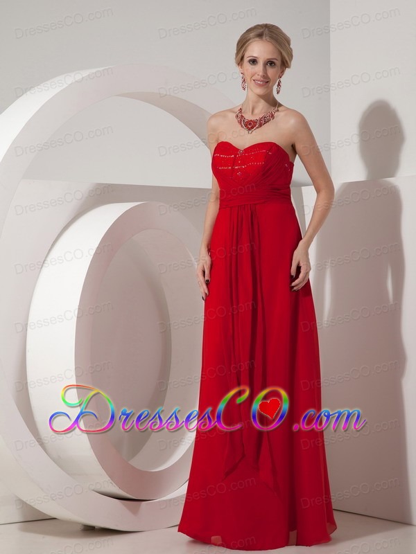 Customize Wine Red Column Chiffon Beading Elegant Bridesmaid Dress Long
