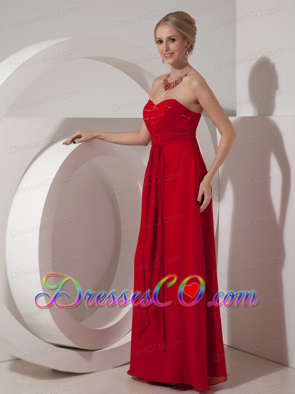 Customize Wine Red Column Chiffon Beading Elegant Bridesmaid Dress Long