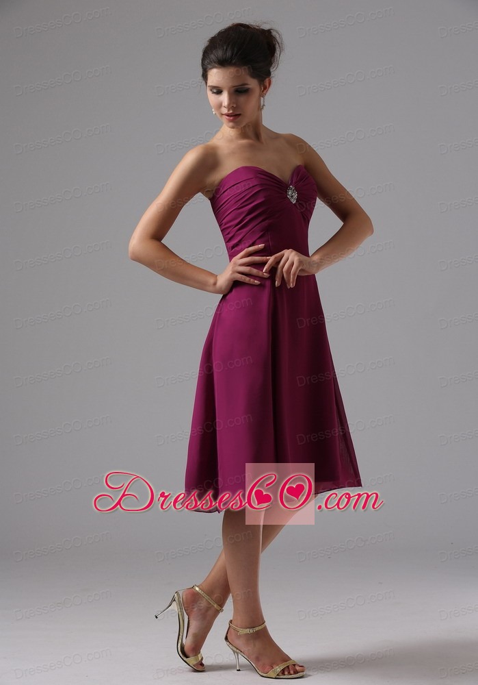 Burgundy Prom Dress Chiffon With Knee-length
