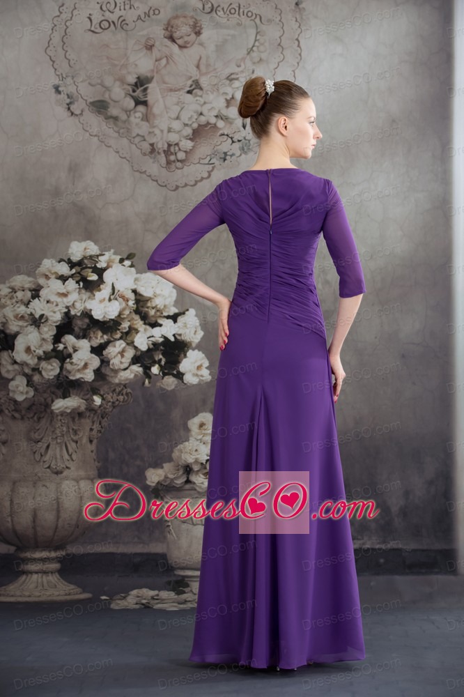 Simple Empire Square long Purple Prom Dress with Beading