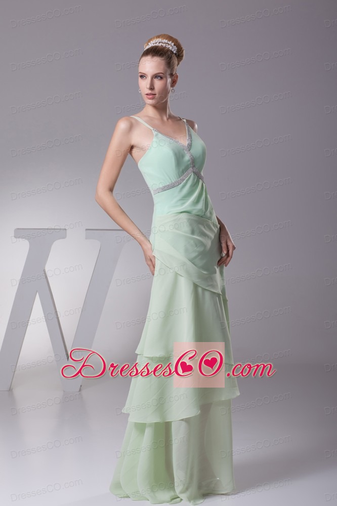 Beading V-neck Column Long Prom Dress