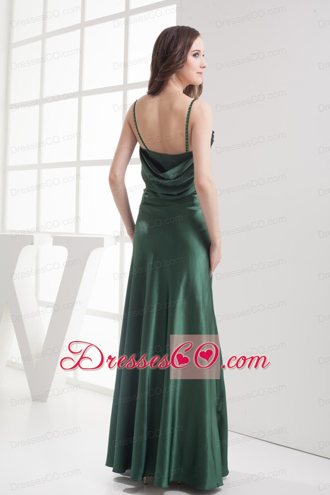 Straps Beading Long Dark Green Jacket Mother Of The Bride Dress