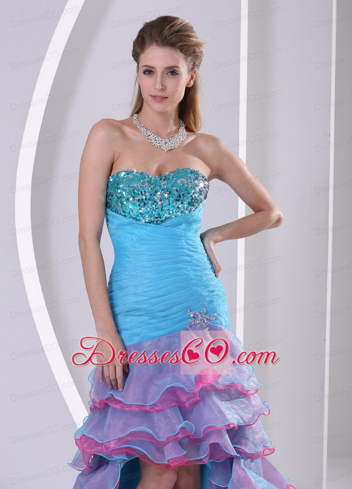 Multi-color High-low  Beading Organza Prom Dress