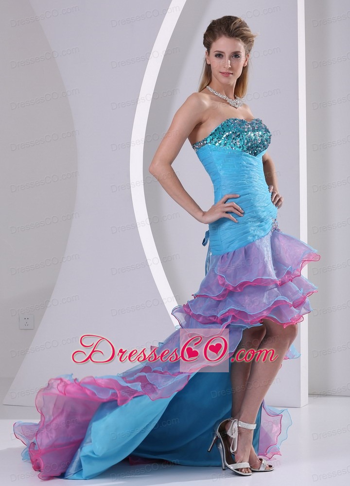 Multi-color High-low  Beading Organza Prom Dress
