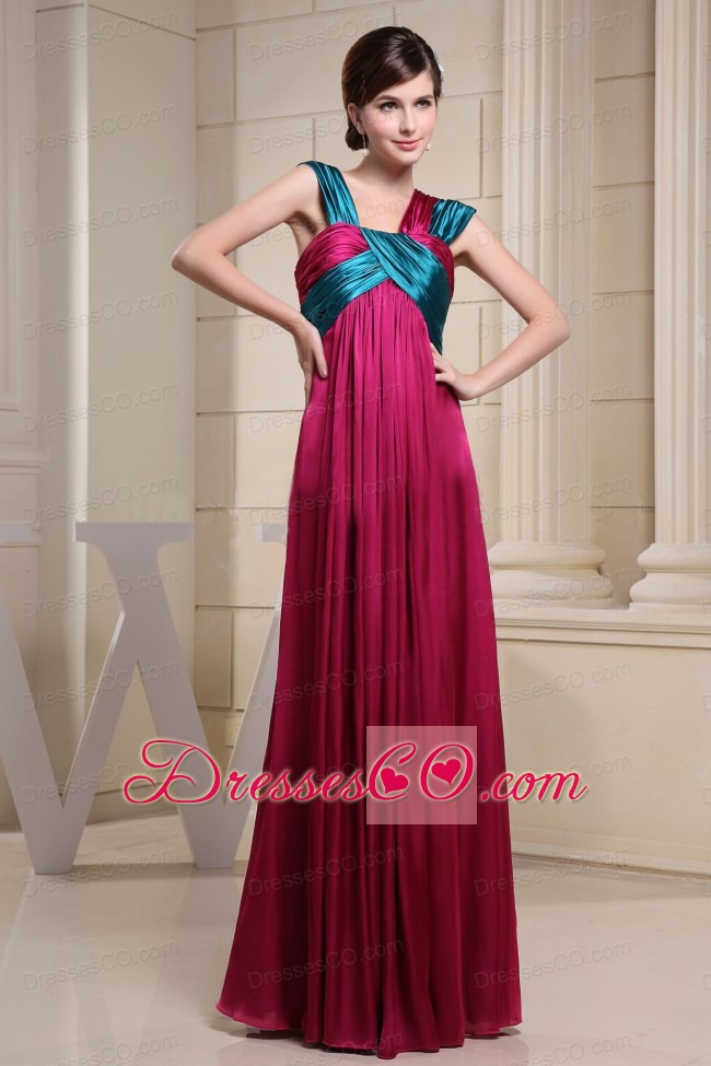 Asymmetrical Neckline Empire Long Ruched Prom Dress