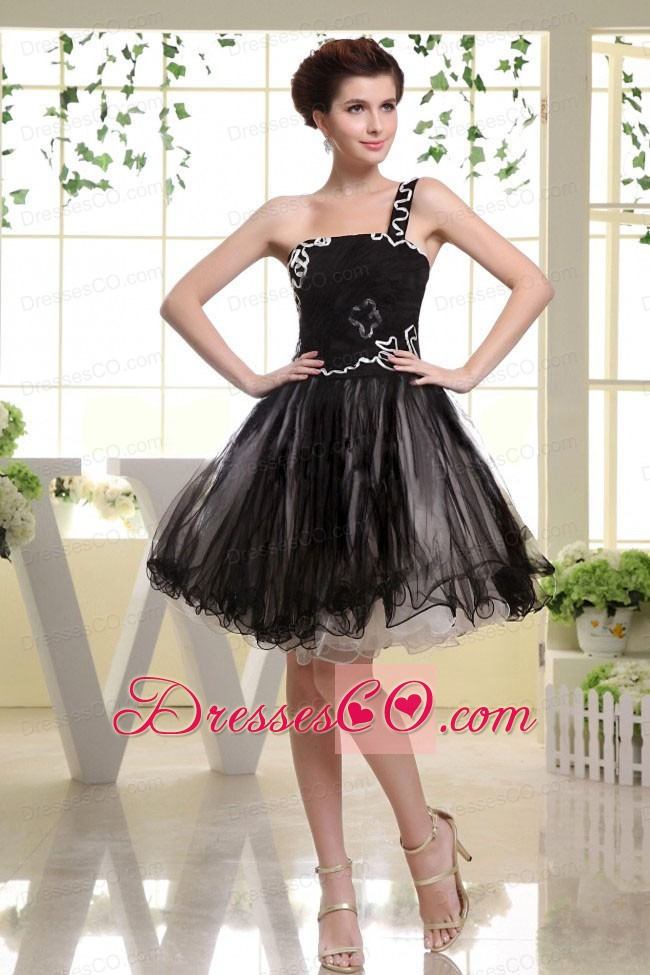 One Shoulder Mini-lingth Organza For Black Prom Dress