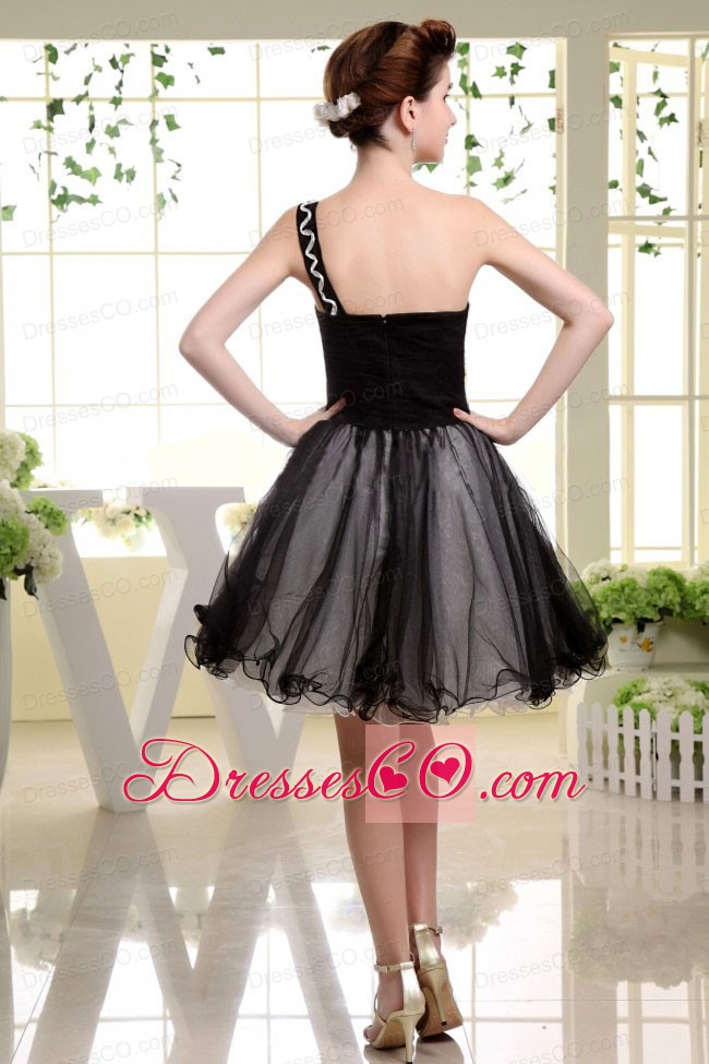 One Shoulder Mini-lingth Organza For Black Prom Dress
