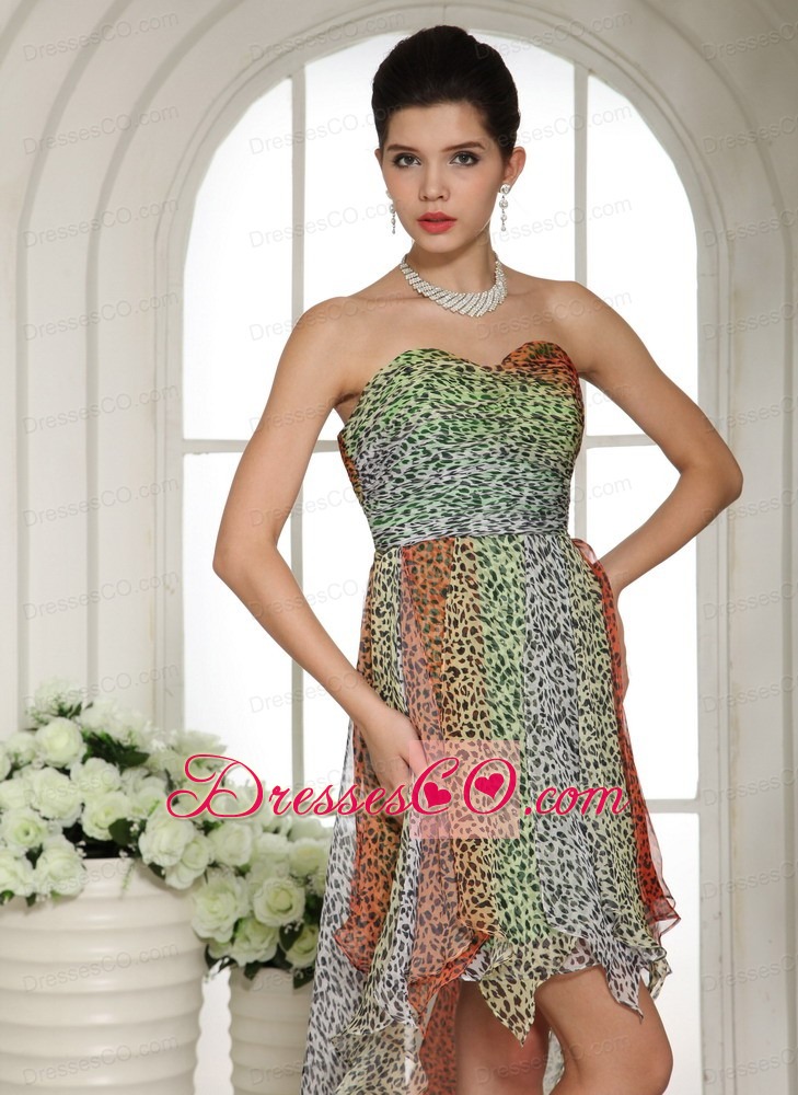 Leopard Chiffon Empire High-low Homecoming Dress For Custom Made