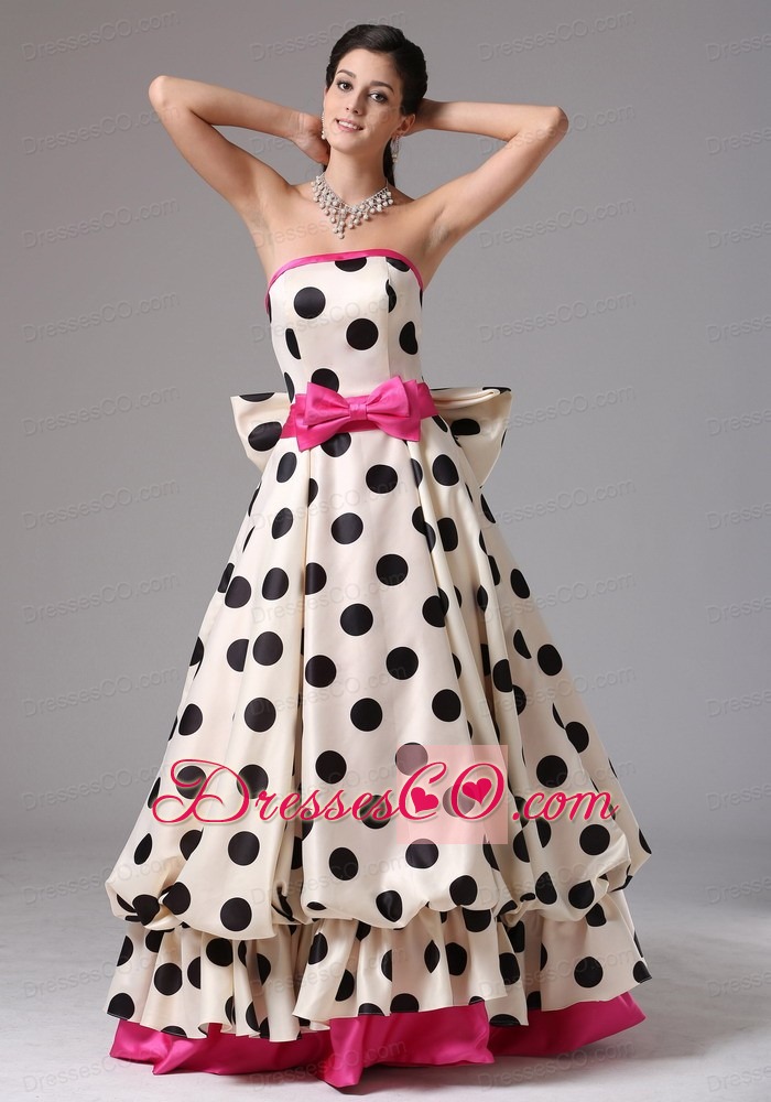 Stylish A-line Multi-color Strapless Prom Graduation Dress With Bows