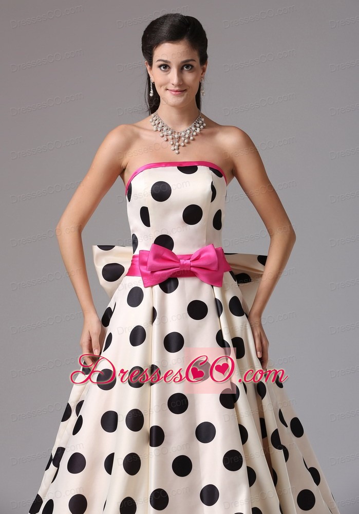 Stylish A-line Multi-color Strapless Prom Graduation Dress With Bows