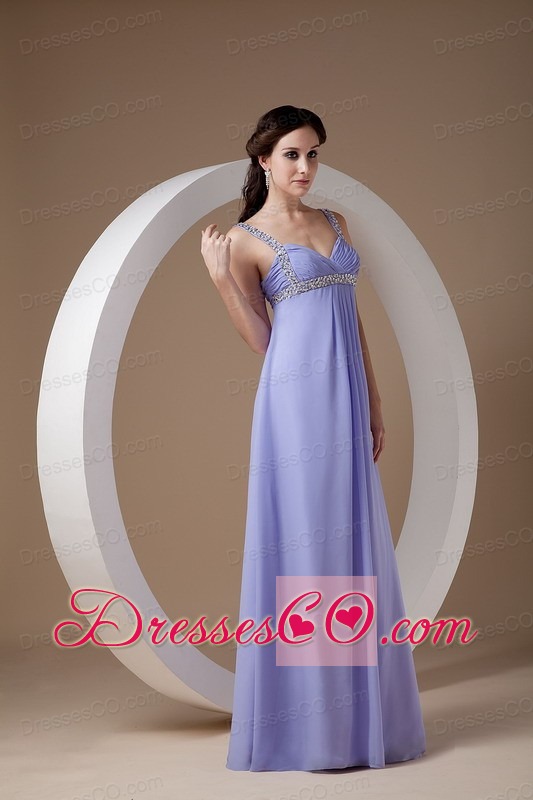 Pretty Lilac Mother Of The Bride Dress Empire Straps Chiffon Beading Long