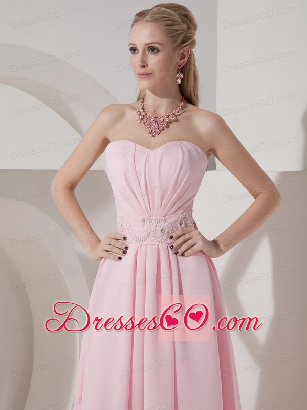 Sexy Baby Pink Empire Cocktail Dress Chiffon Beading High-low