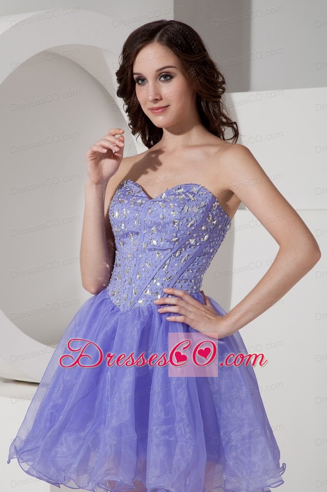 Latest Lilac Short Prom Dress With Beading Mini-length