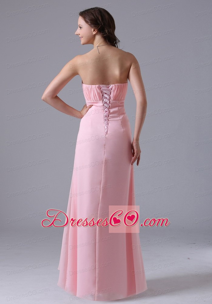 Baby Pink Ruched Decorate Simple Prom Dress With Long In 2013