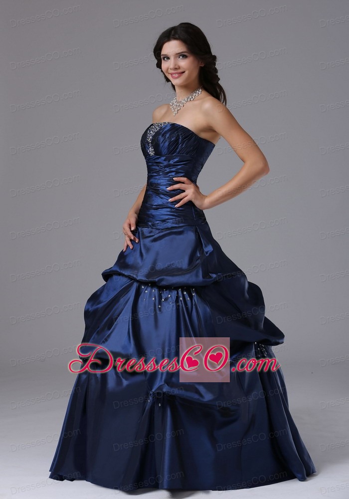 Beaded Decorate Bust and Ruche Bodice For Military Ball Gowns With Pick-ups