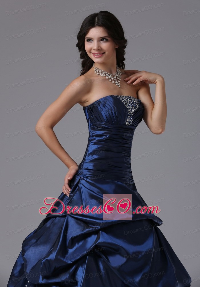 Beaded Decorate Bust and Ruche Bodice For Military Ball Gowns With Pick-ups