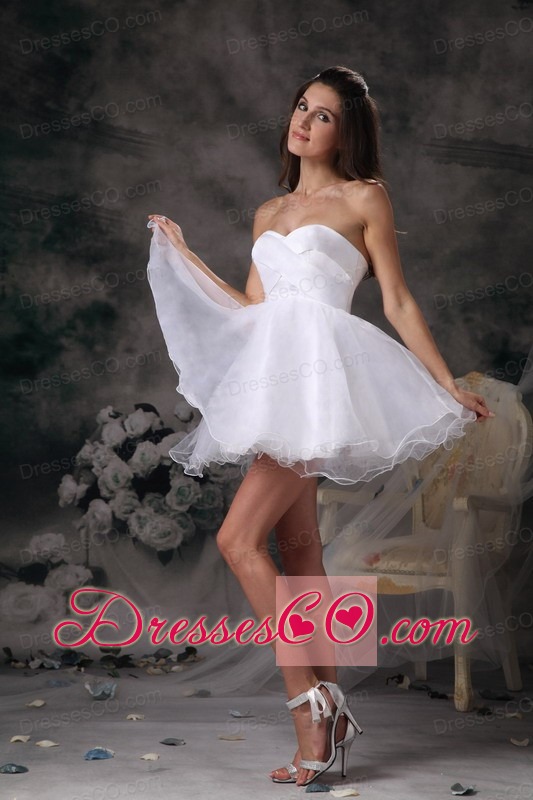 White A-line Mini-length Organza Prom Dress