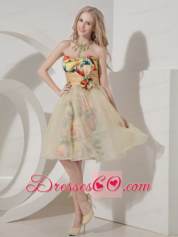 Colorful Knee-length Printing Short Prom Dress With Beading