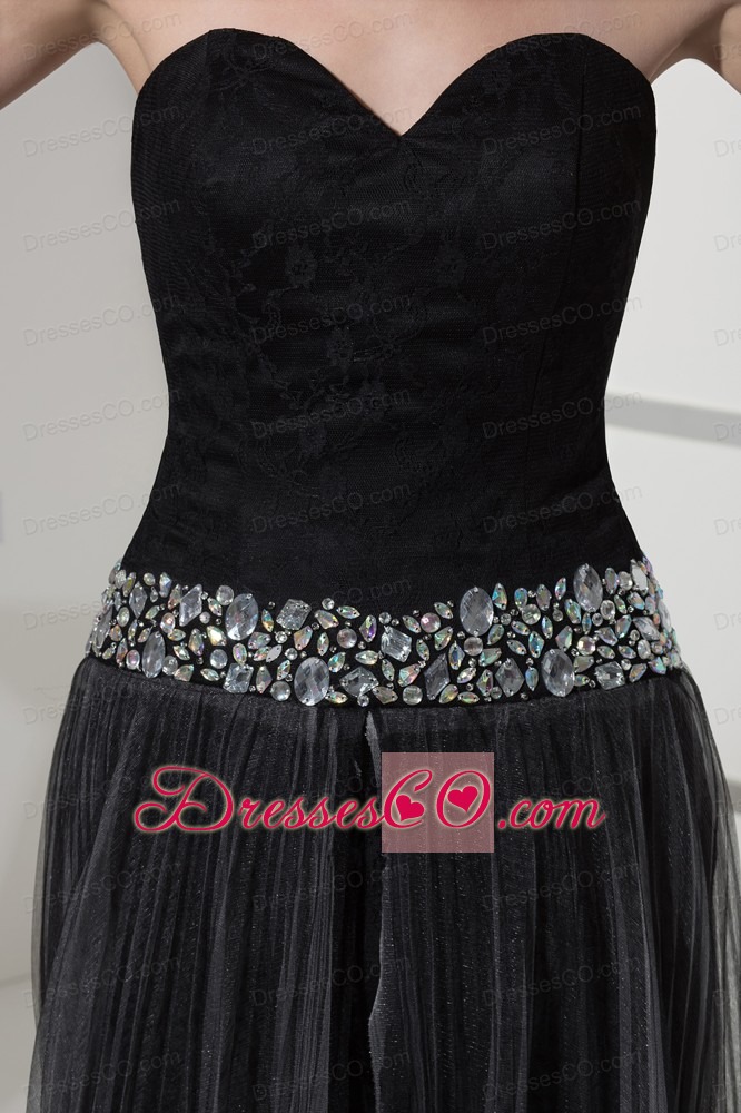 Beading High-low Black Prom Dress