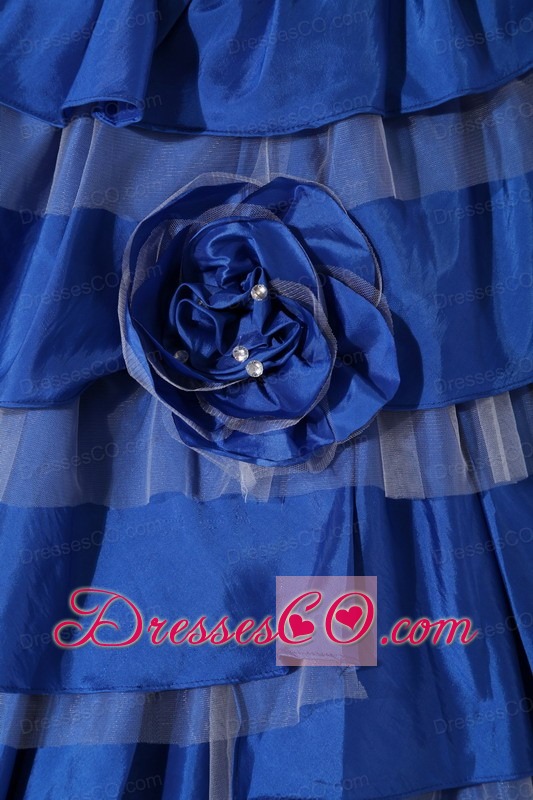 Blue Ball Gown Long Taffeta Embroidery Quinceanera Dress