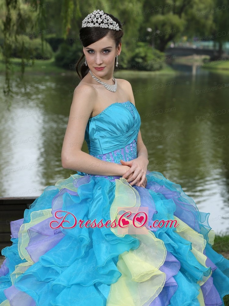 Sweet Appliques Ruffled Layers Colorful Quinceanera Dress Wear For Graduation