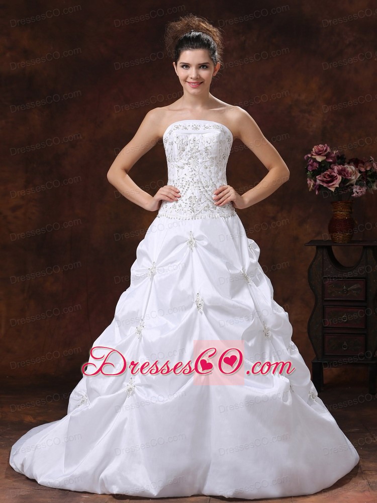 Embroidery Bodice and Appliques For Wedding Dress With Strapless