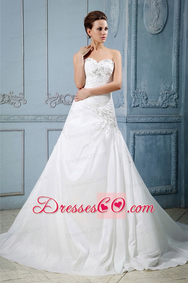 Custom Made Wedding Dress With and Appliques With Beading Court Train