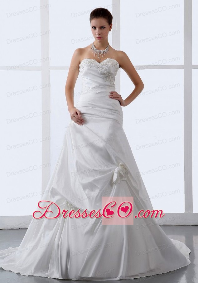 Hand Made Flowers A-line Wedding Dress New Style Hottest