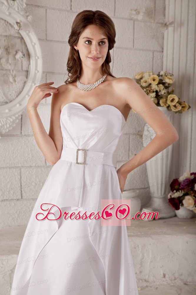The Brand New Style A-line / Princess Brush Train Taffeta Belt Wedding Dress