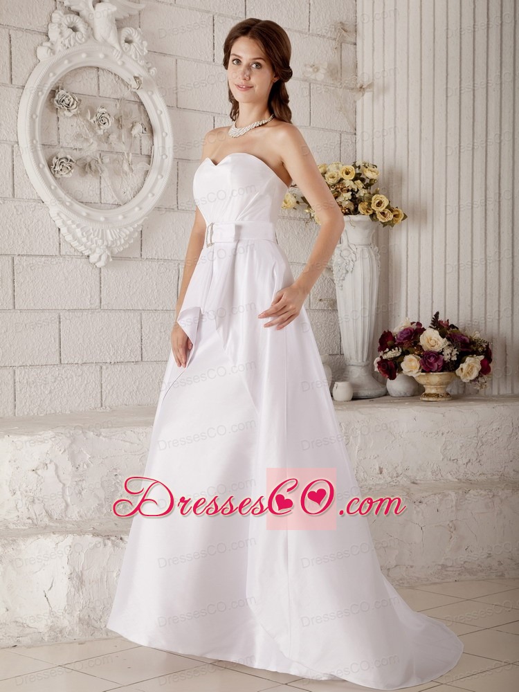 The Brand New Style A-line / Princess Brush Train Taffeta Belt Wedding Dress