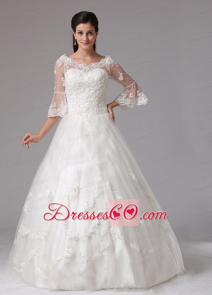 A-line V-neck Wedding Dress With Lace In 2013