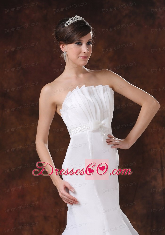 Customize Mermaid Wedding Dress With Strapless Ruffled Layers Decorate