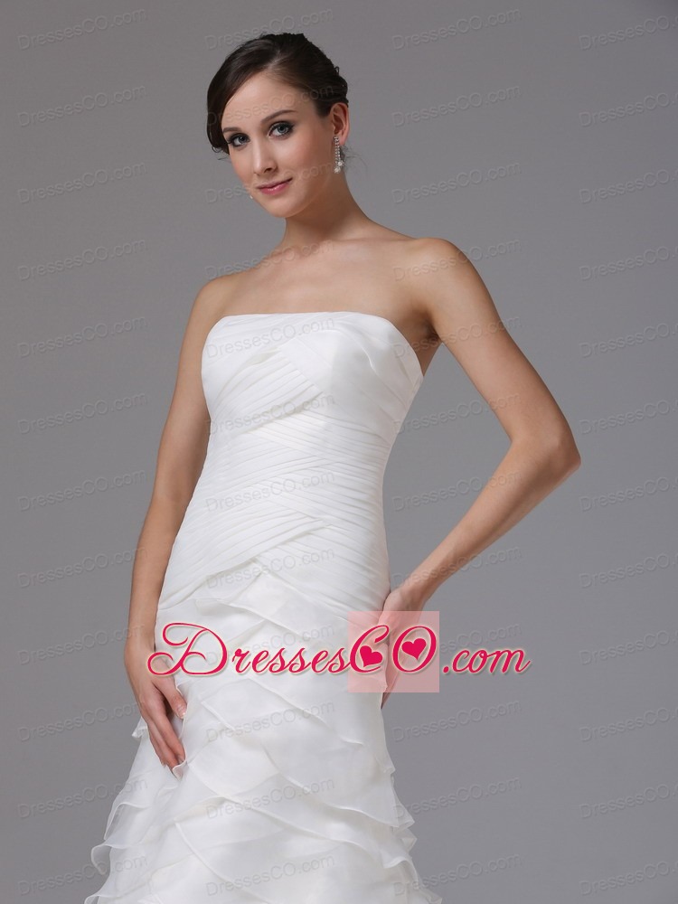 A-line Wedding Dress Ruffled Layers and Ruched Bodice Custom Made