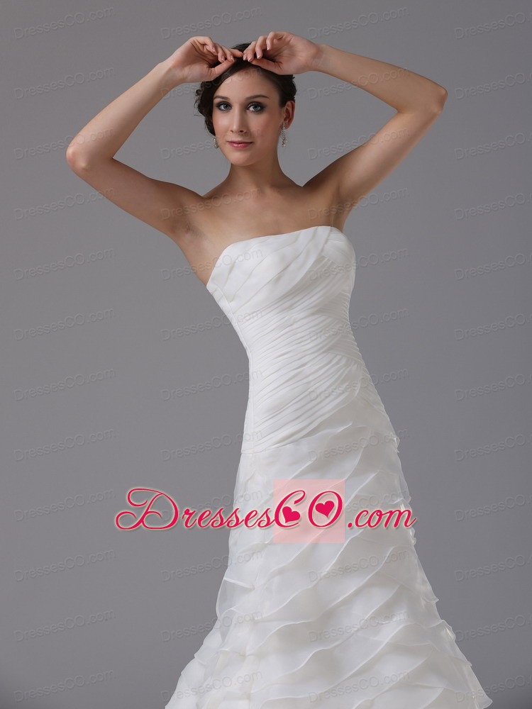 A-line Wedding Dress Ruffled Layers and Ruched Bodice Custom Made