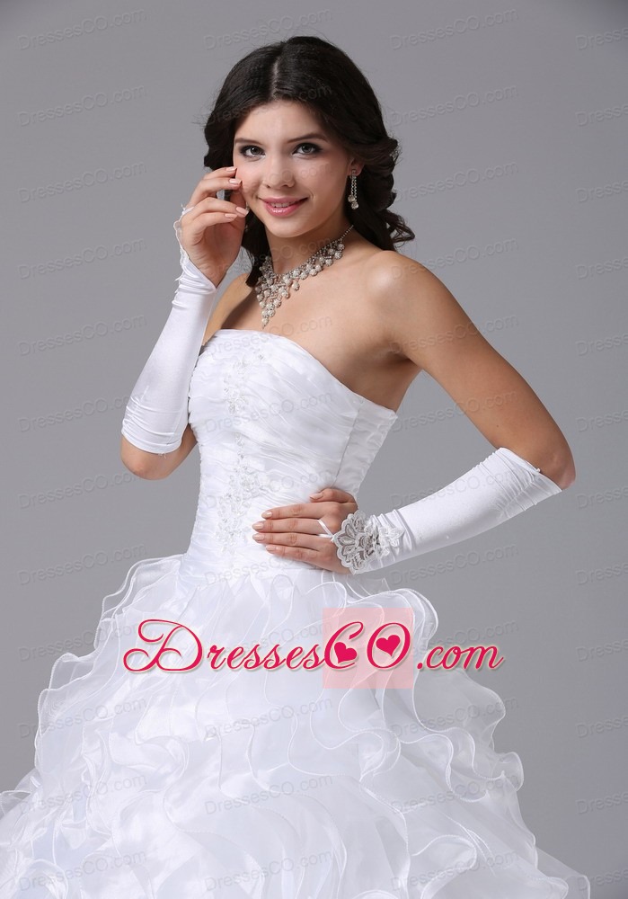 Ball Gown Wedding Dress With Ruffles And Strapless Long