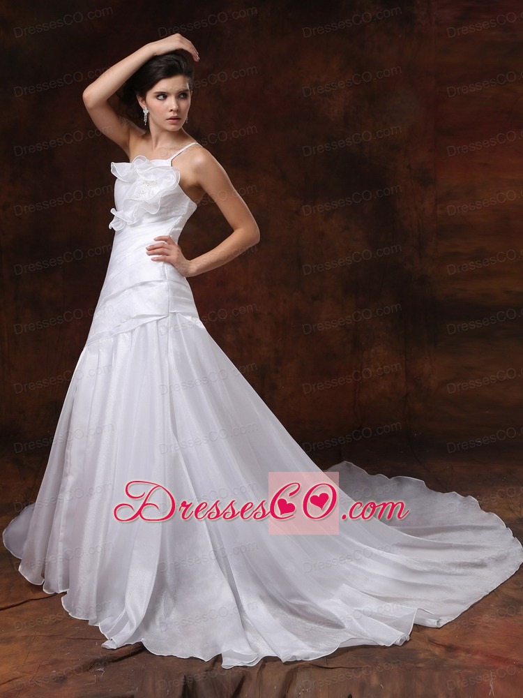 Customize Mermaid One Shoulder Wedding Dress For Wedding Party With Beaded Decorate