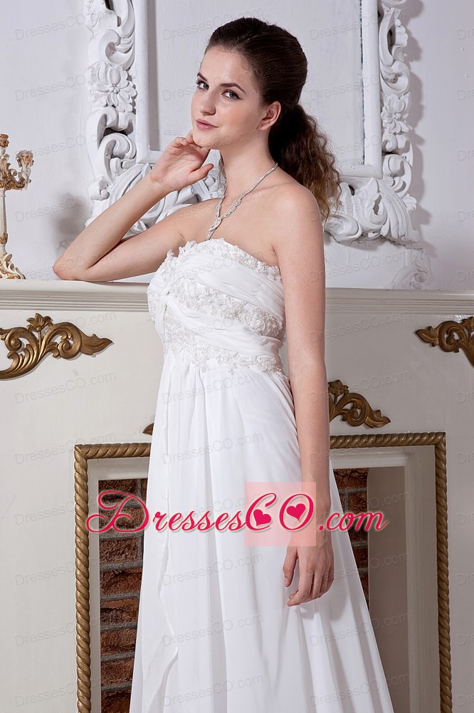 The Brand New Empire Strapless Court Train Chiffon Embroidery with Beading Prom Dress